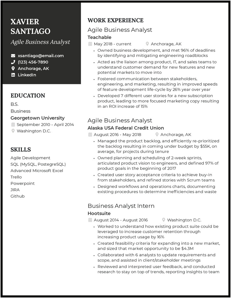 Example Of Business Summary For Resume