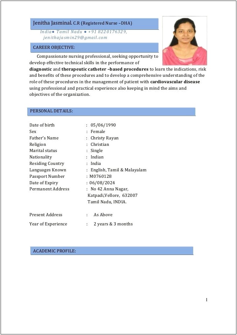 Example Of Cardiac Cath Lab Nurse Resume