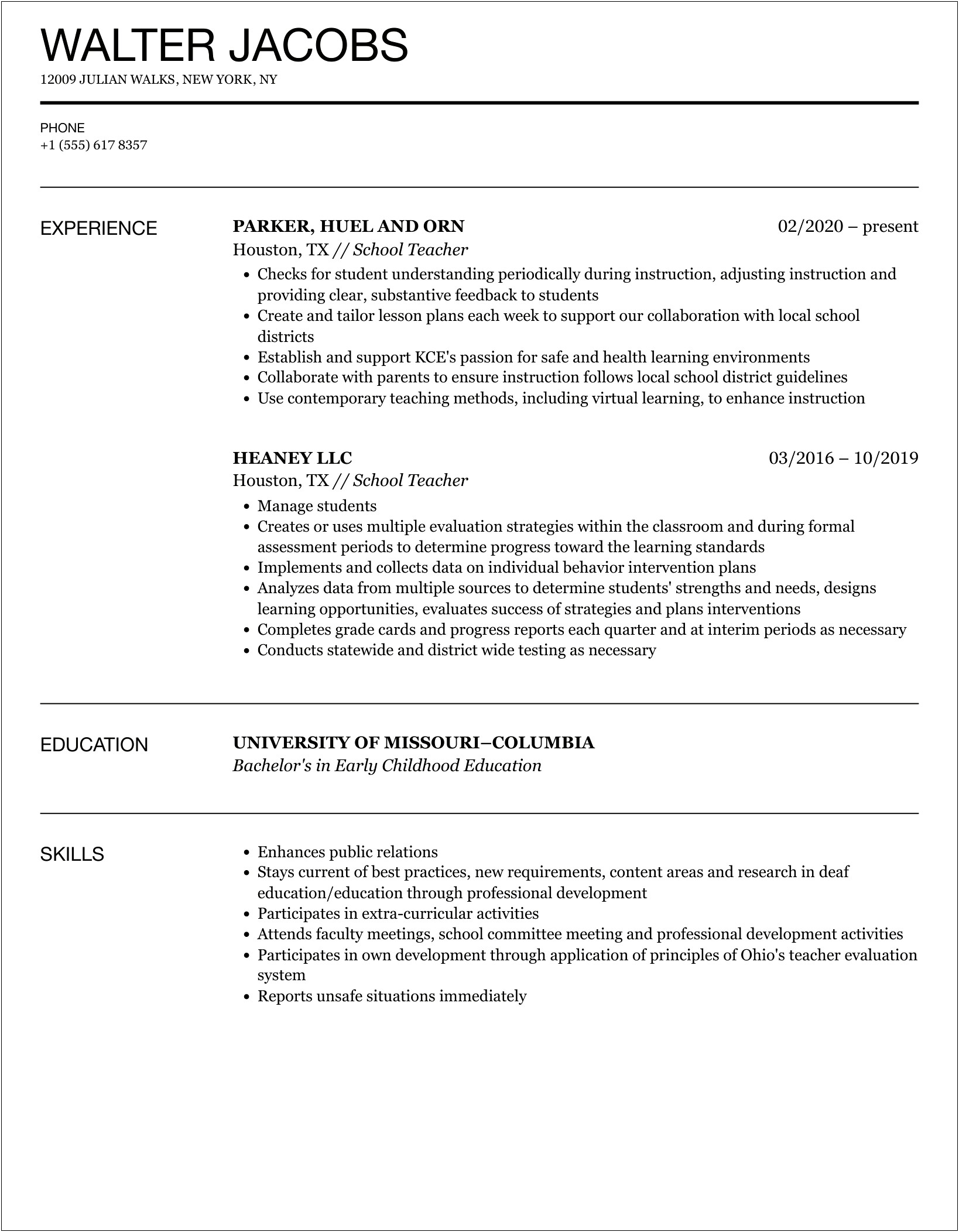 Example Of Co Curricular Activities In Resume