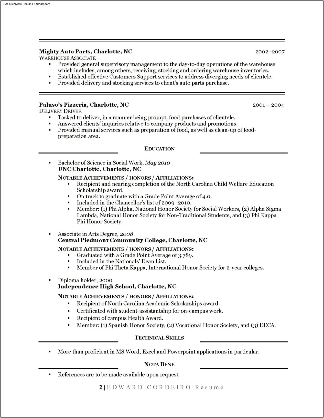 Example Of First Time Resume Summary