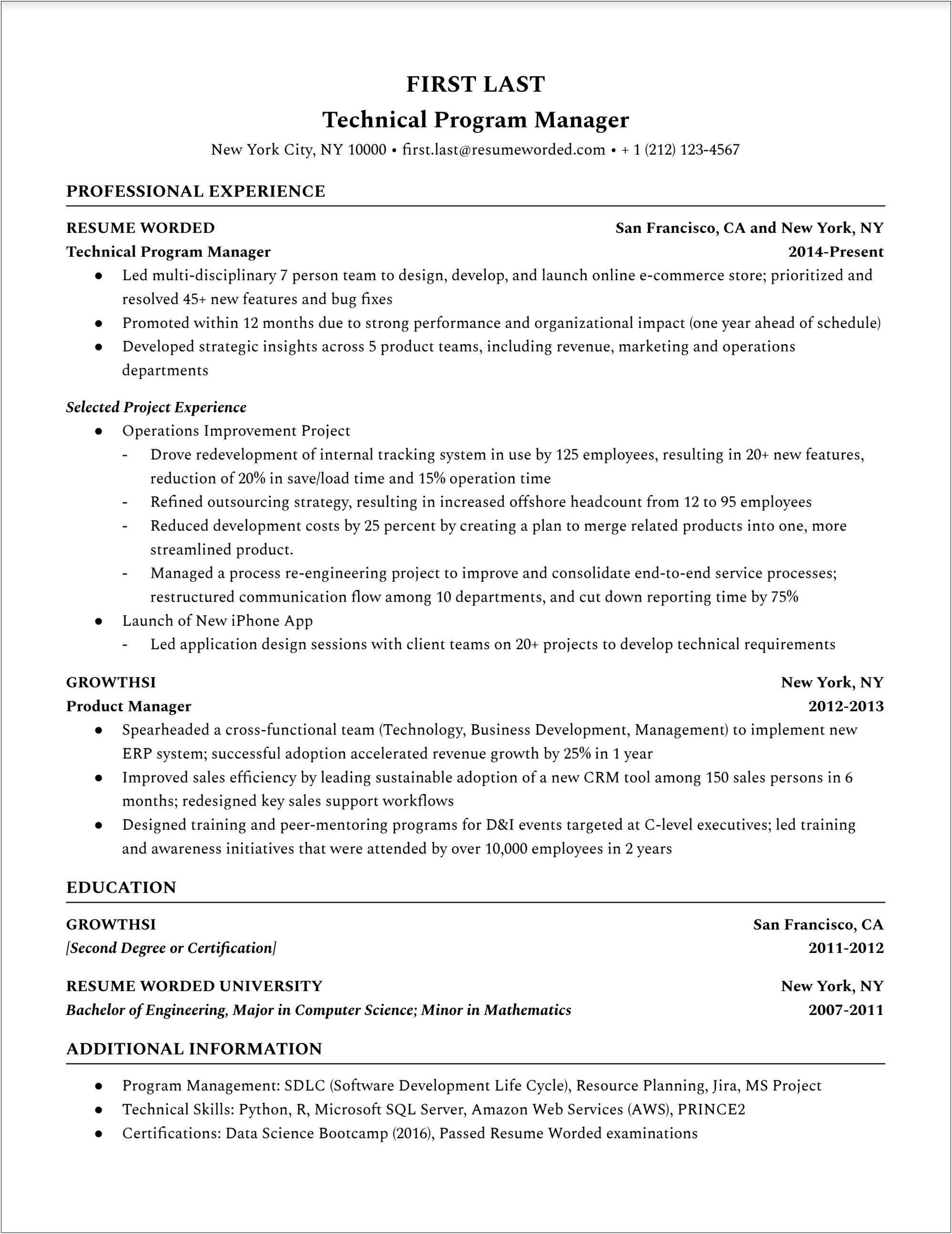 Example Of Indiciating Promotion In Resume