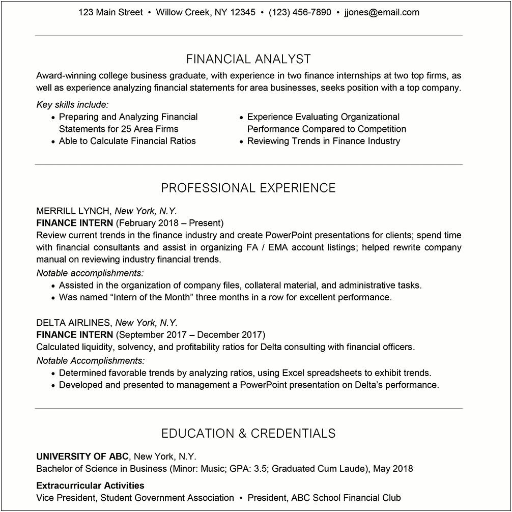 Example Of Ojt Objectives In Resume