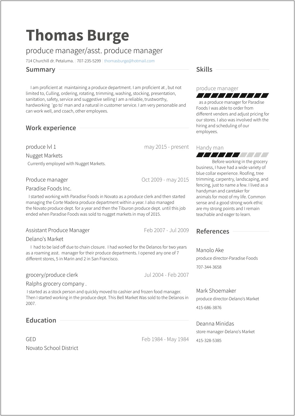 Example Of Resume Applying Job Gorceries Store