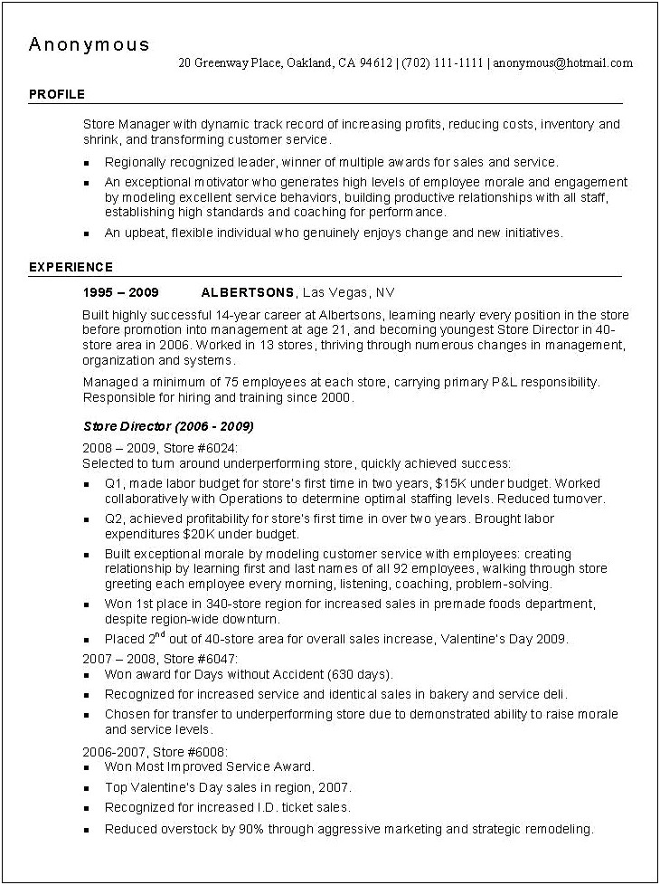 Example Of Resume Awards And Recognized Work