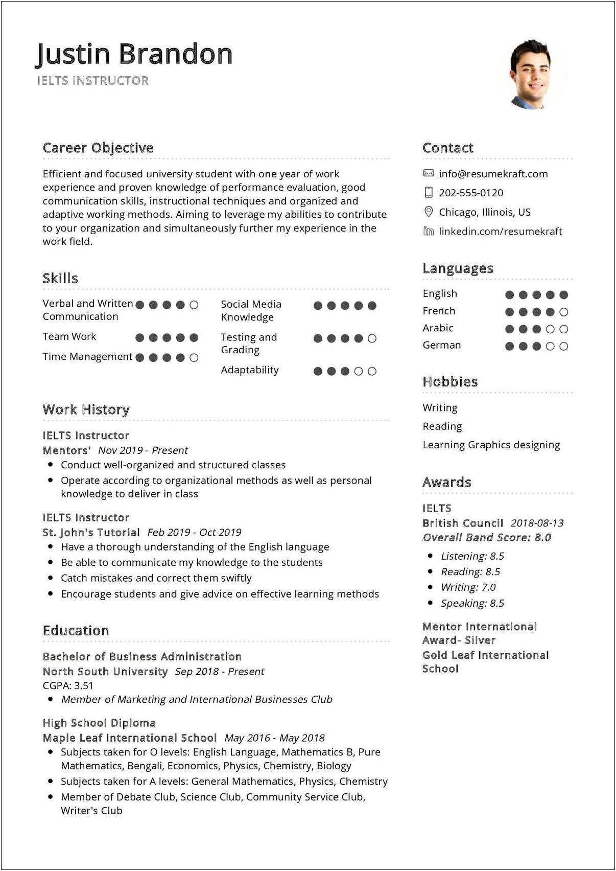 Example Of Resume For Language Writers