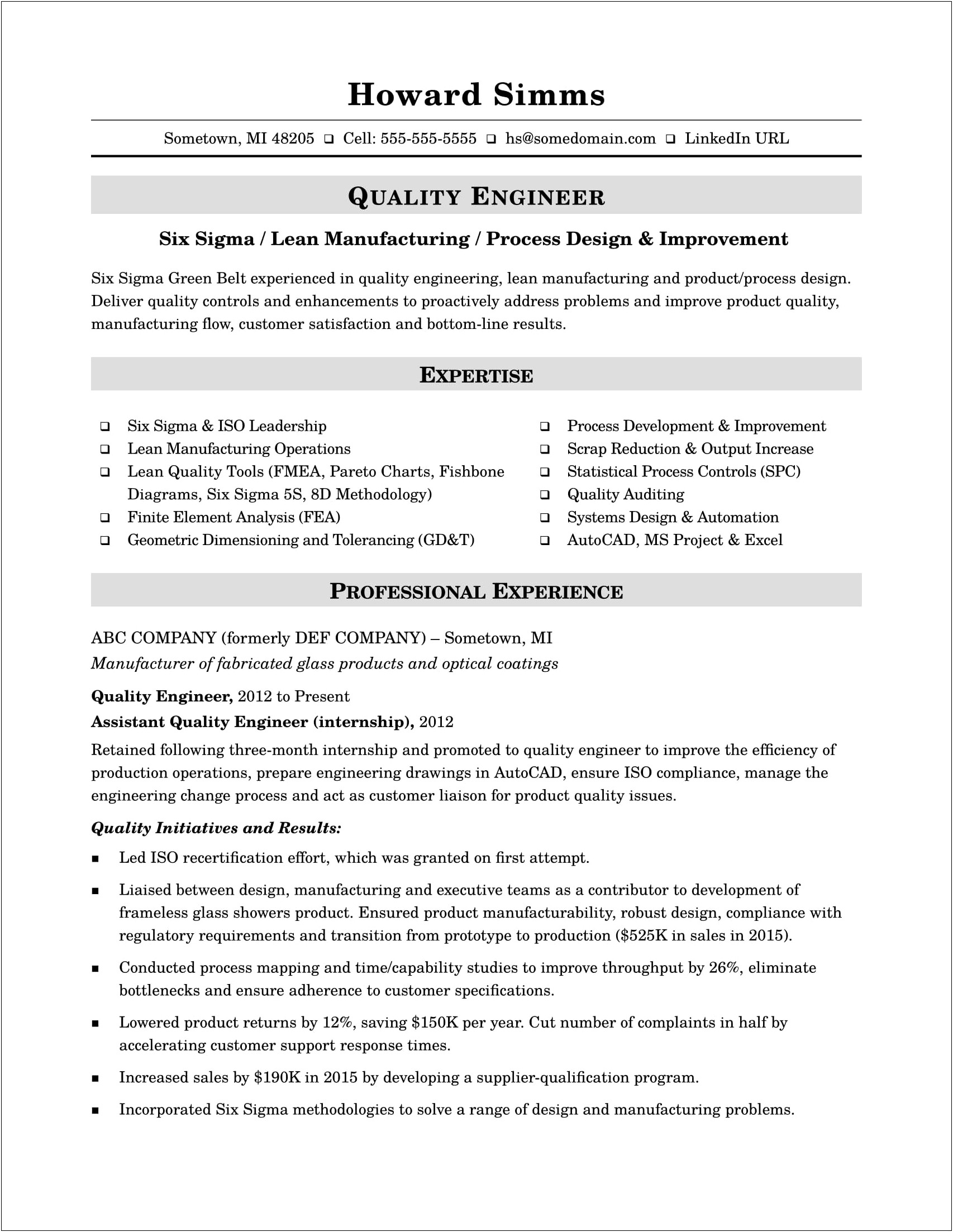 Example Of Resume For New Product Engineer