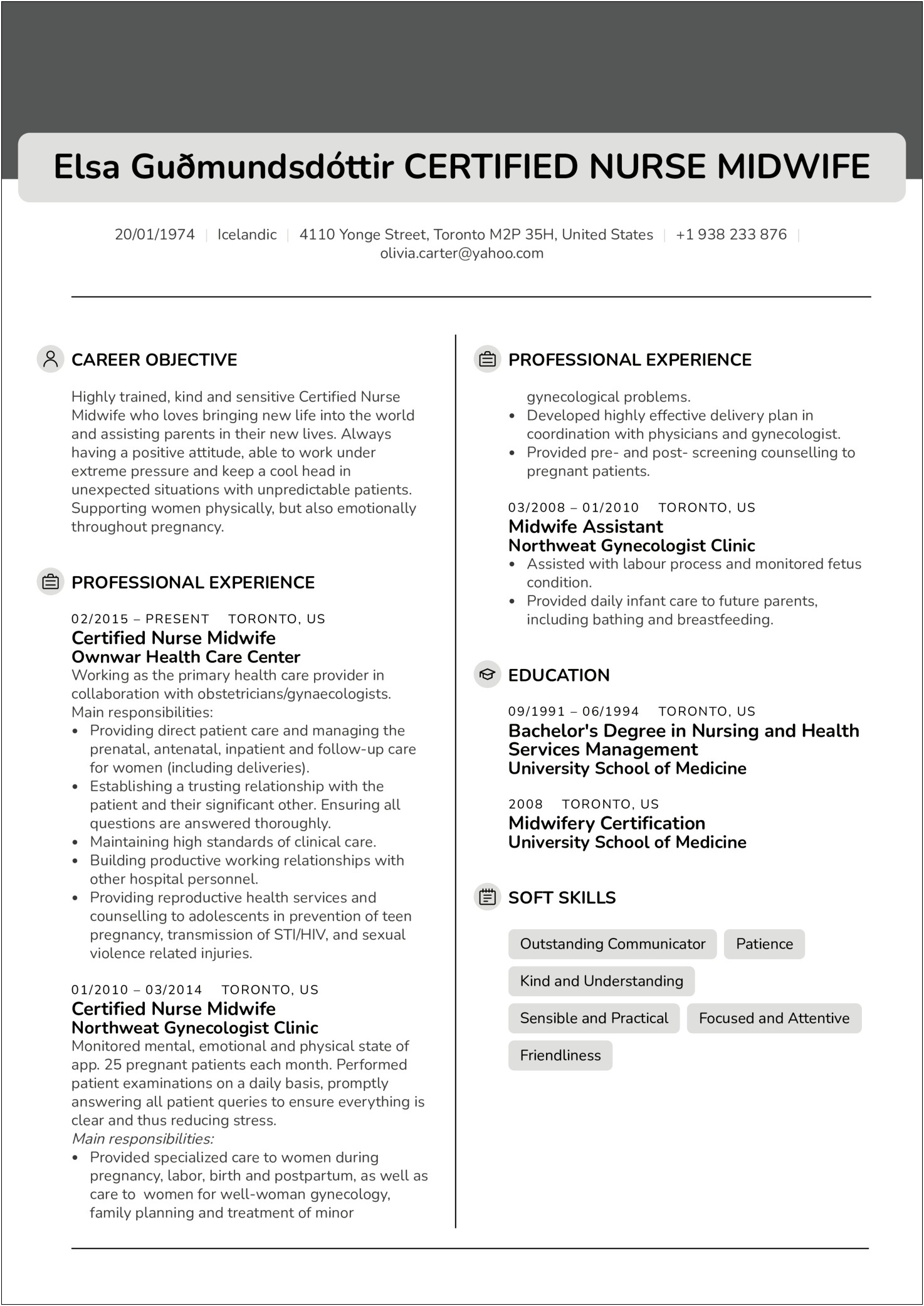 Example Of Resume For School Nurse