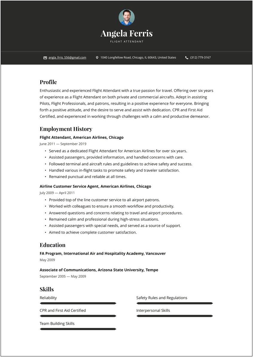 Example Of Resume For Service Crew