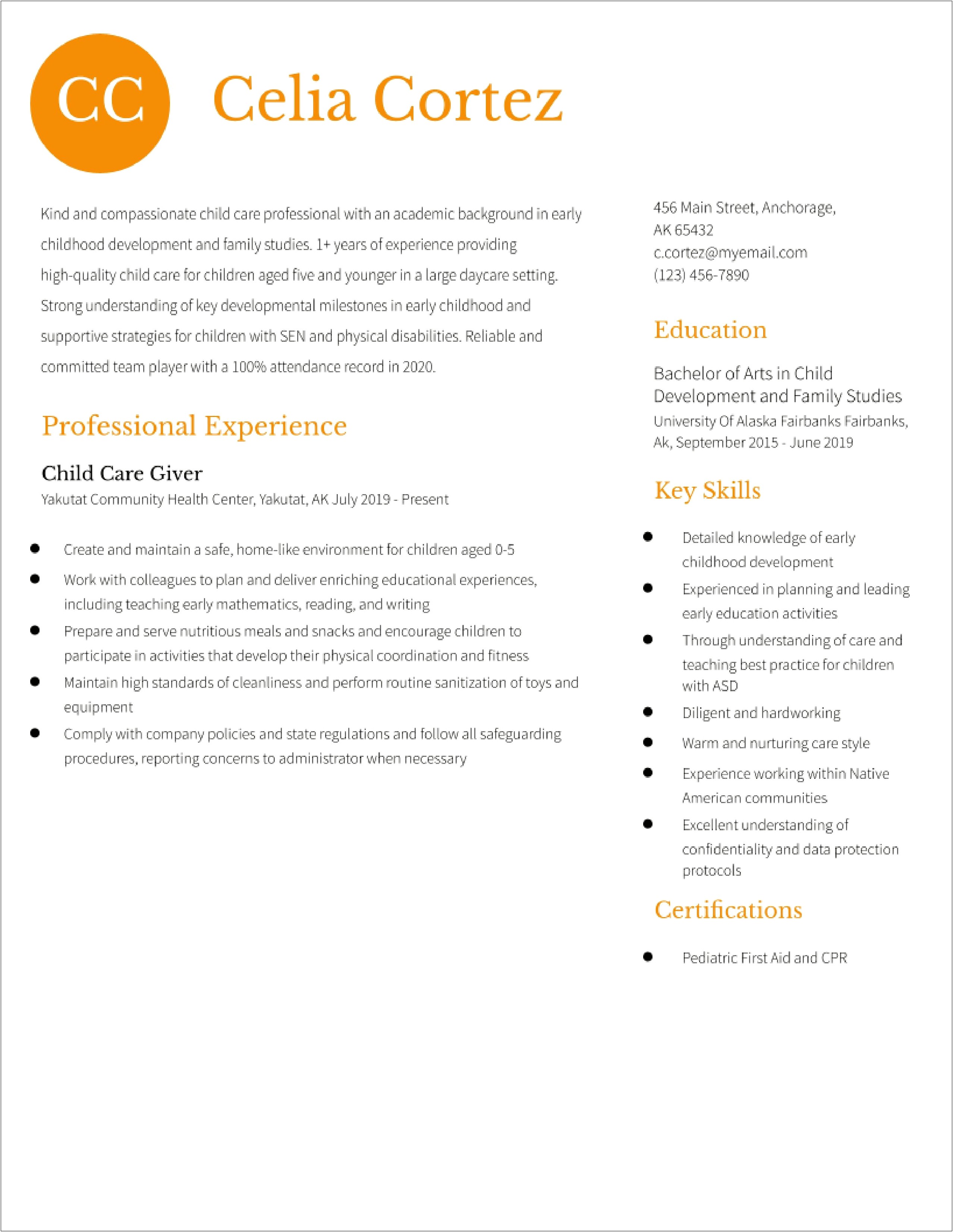 Example Of Resume Of Children Observation