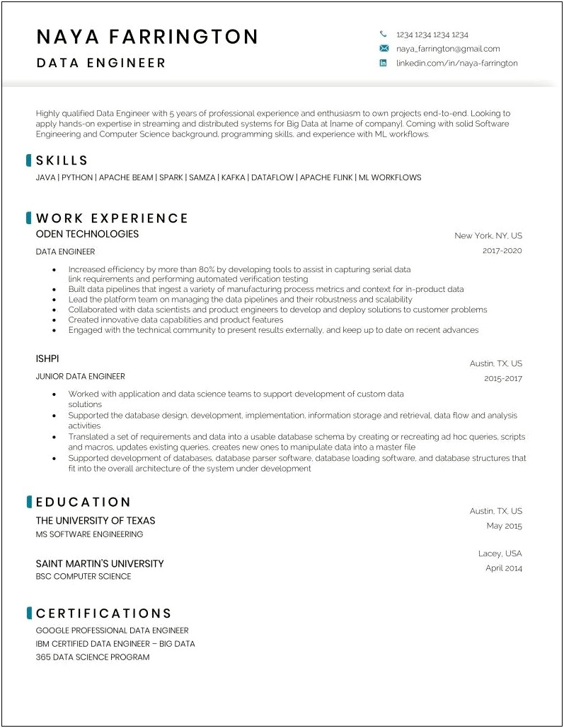 Example Of Resume To Apply Job Enginner Systems