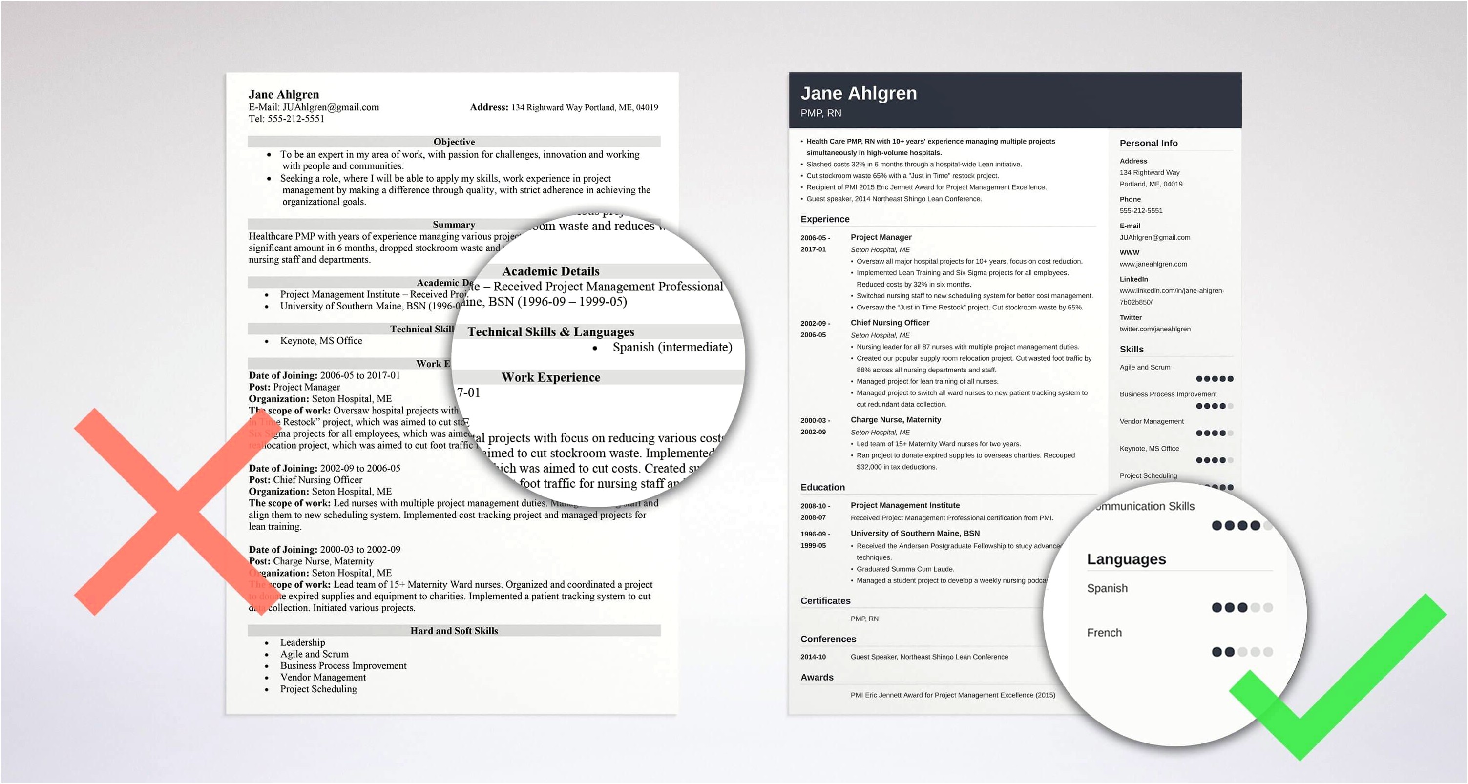 Example Of Skills Chart For Resume