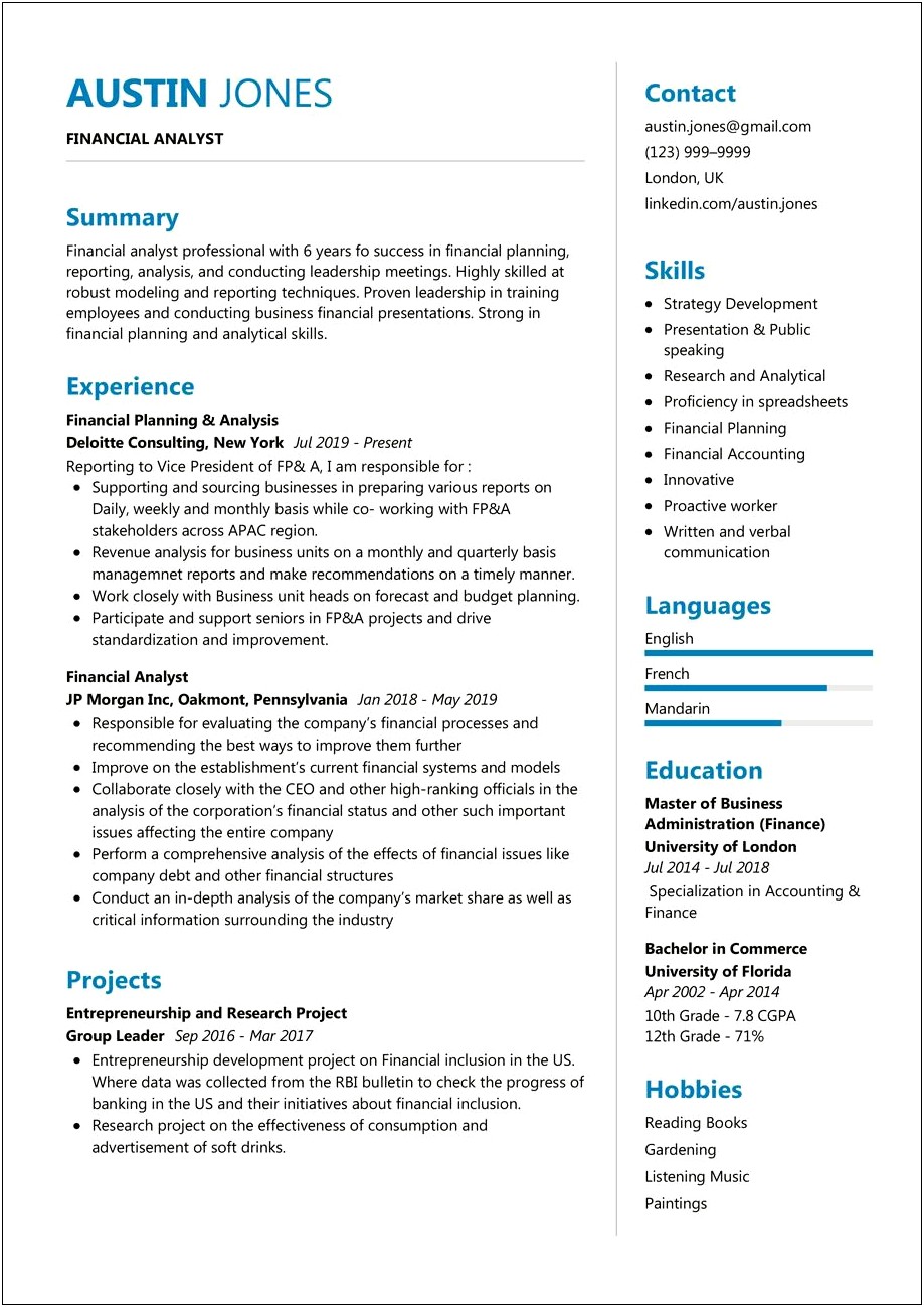 Example Of Sr Marketing Analyst Resume