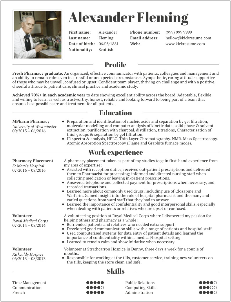 Example Of Student Collegue Sumary Resume