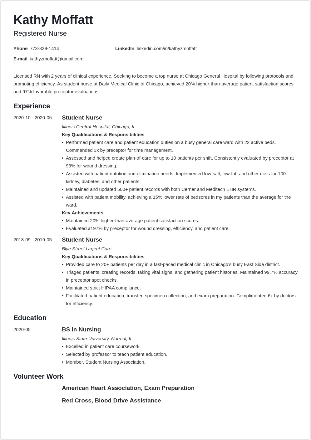 Example Of Summary For New Grad Rn Resume
