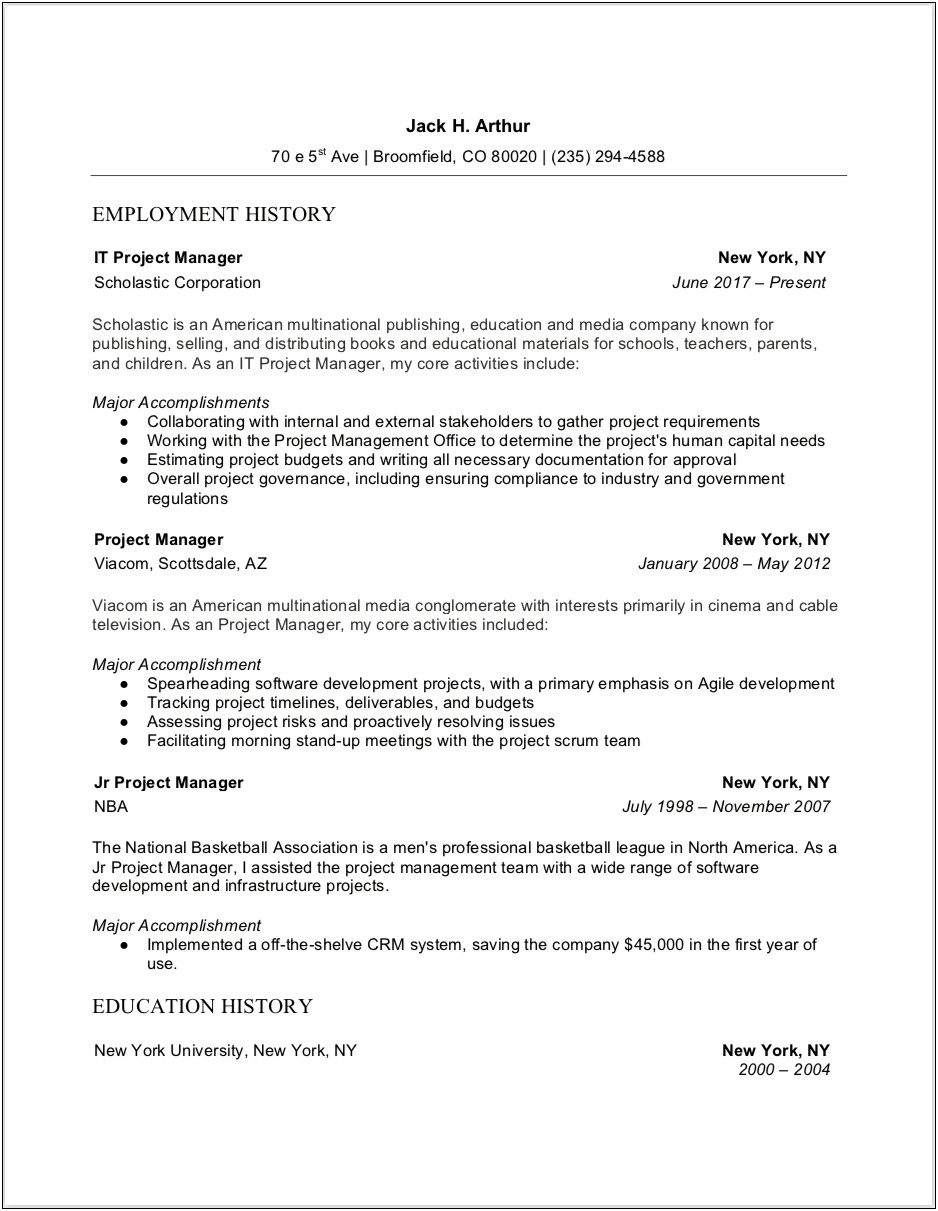 Example Of Summary For Resume Business Project Assistant