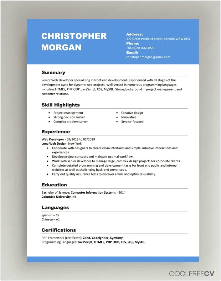 Example Of Writing A Resume Letter