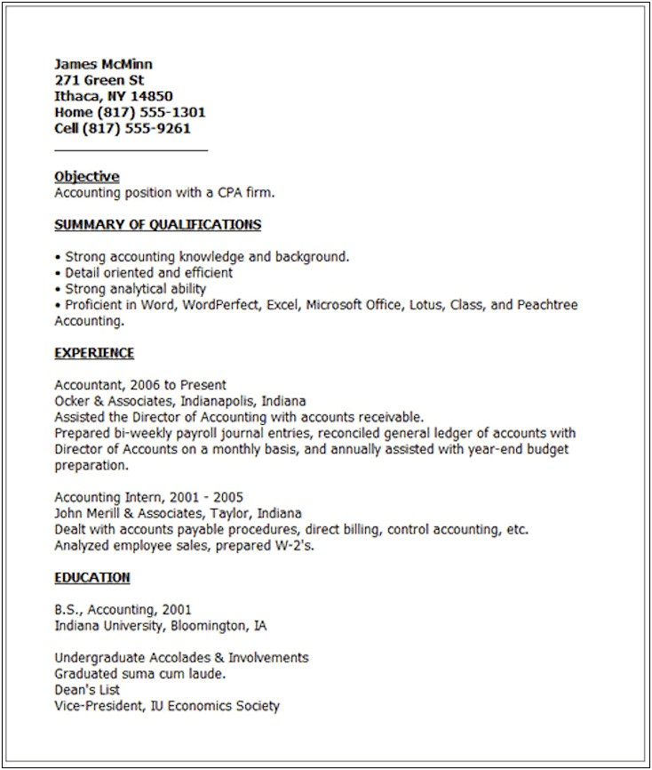 Example Resume For 20 Years At One Job