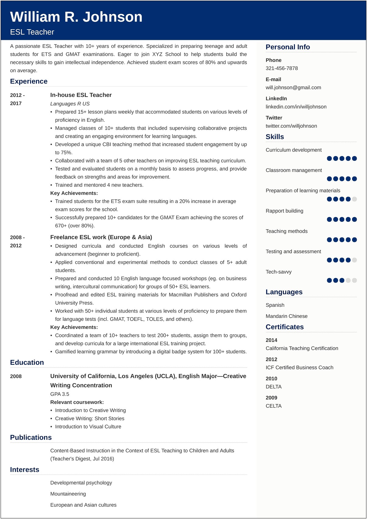 Example Resume For An Au Pair