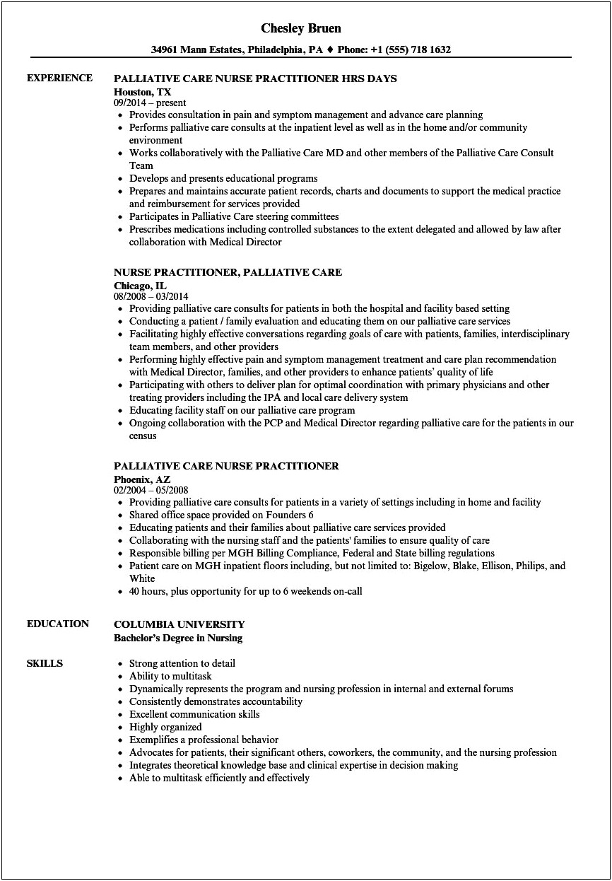 Example Resume For Apply To Np School