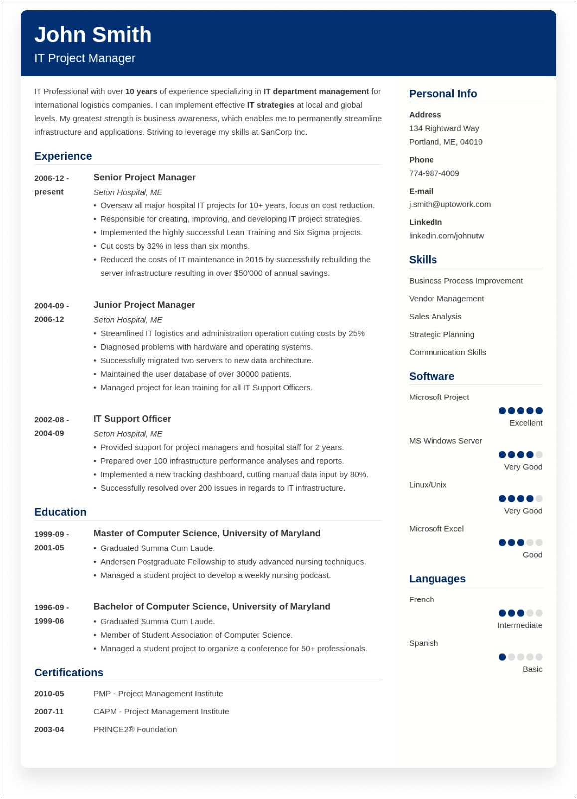 Examples Of A Good Resume Format