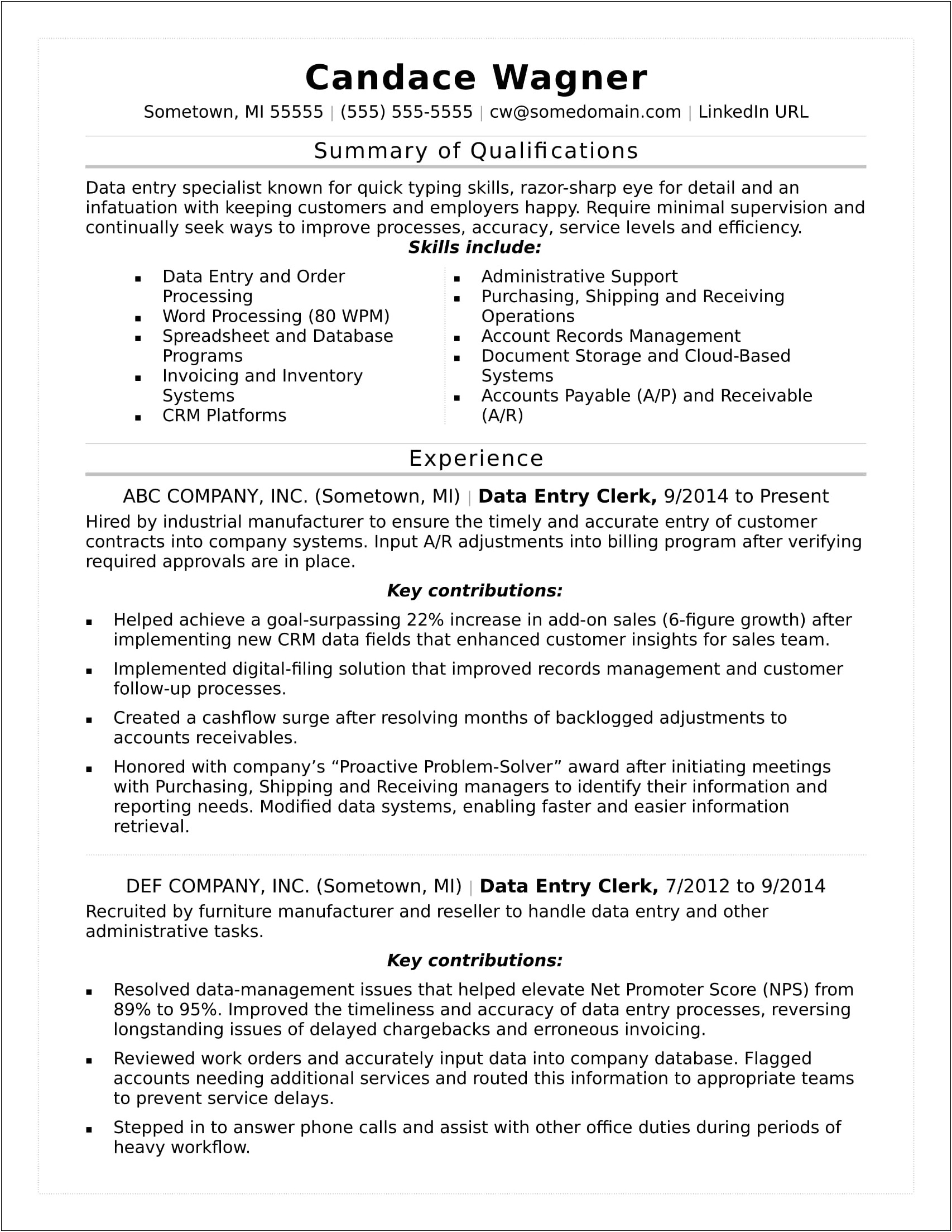 Examples Of A Resume Career Summary