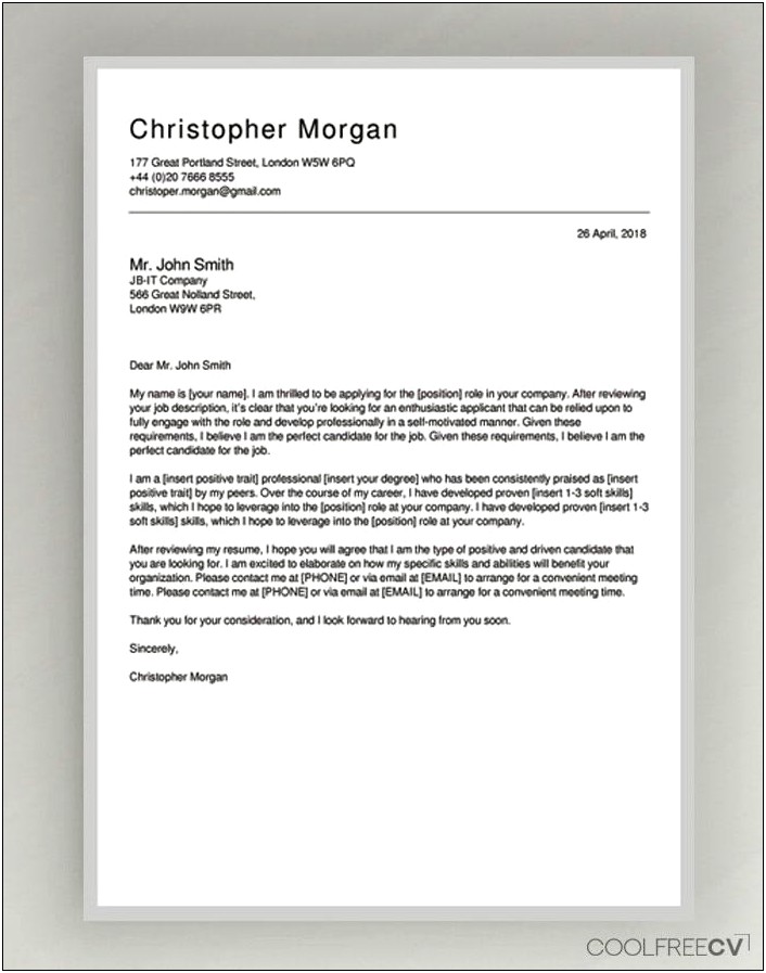 Examples Of Cover Letter Email For Resume