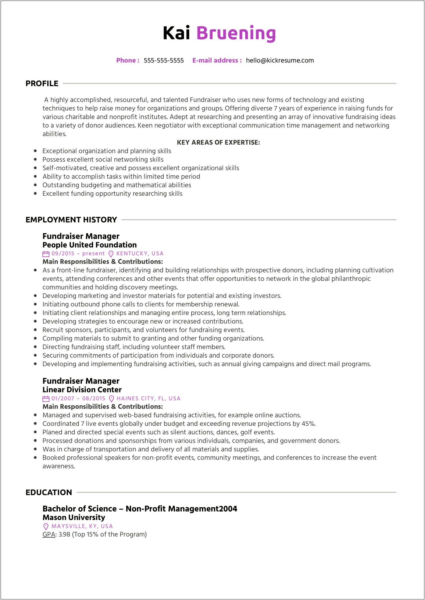 Examples Of Great Resumes For Nonprofit Jobs