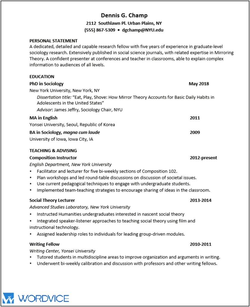Examples Of Intro Statement Job Resume