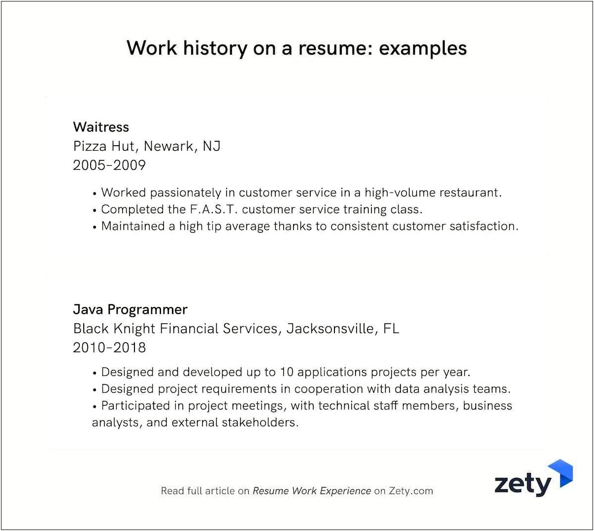 Examples Of Job History On Resume