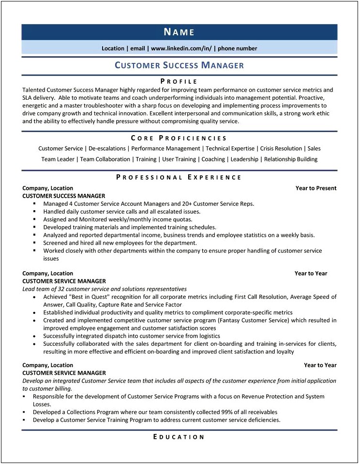 Examples Of Leaders Summary For Resume