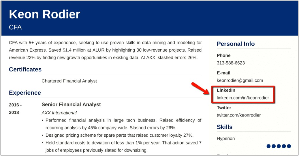 Examples Of Linkedin Address On Resume