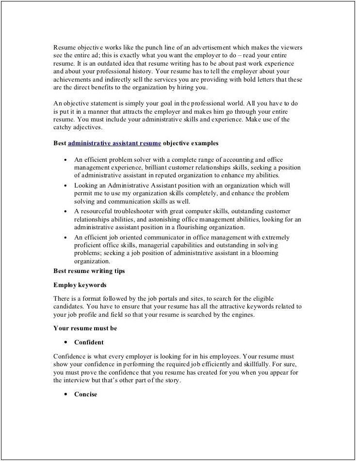 Examples Of Objective Statements On Resume