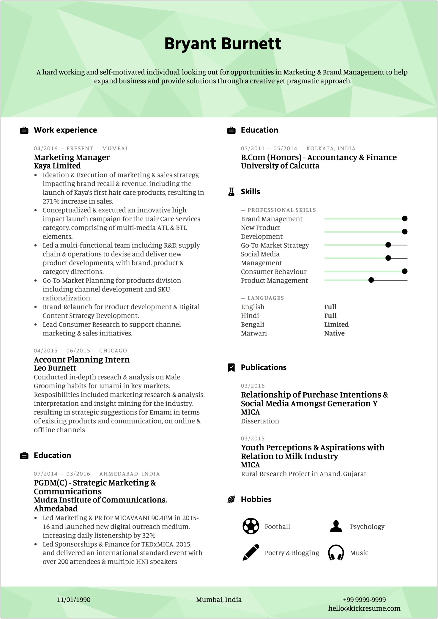 Examples Of Positioning Statements For Resume