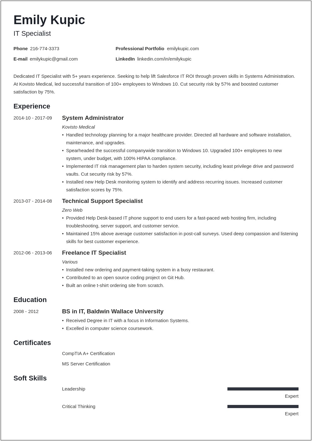 Examples Of Professional Skills For Resume