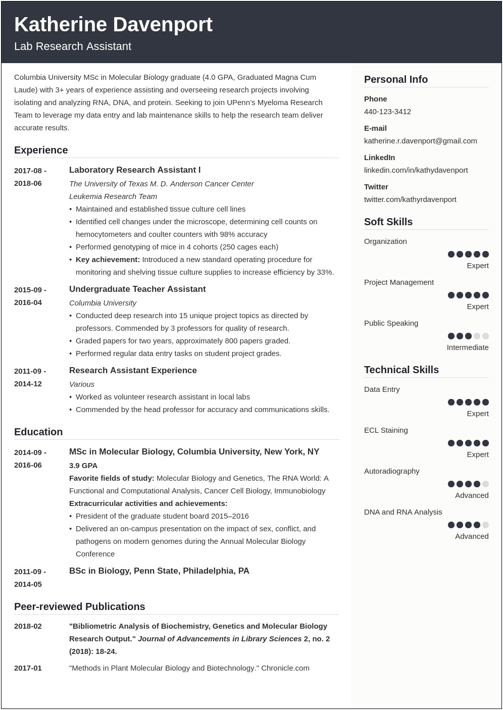 Examples Of Research Skills On Resume