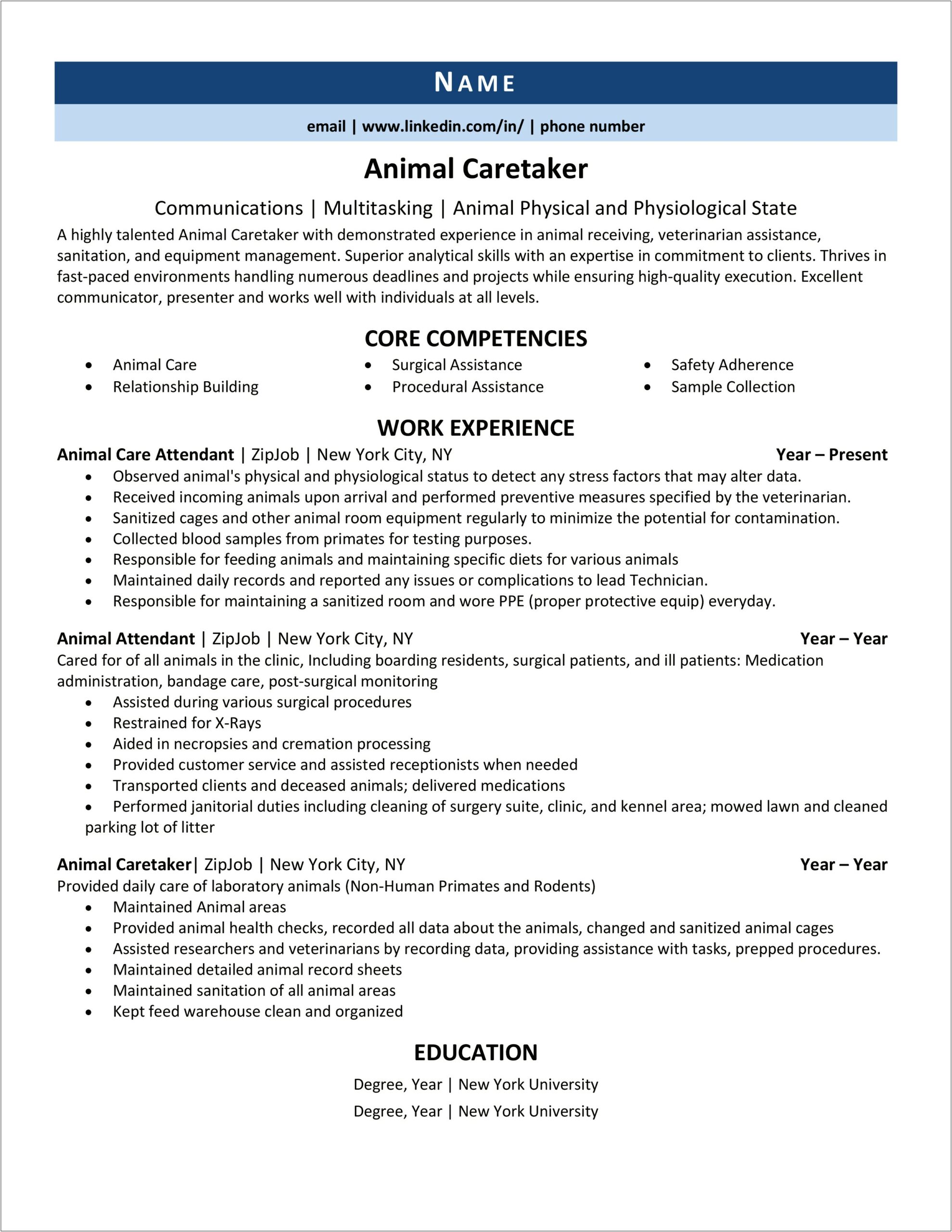 Examples Of Resume As A Caregiver