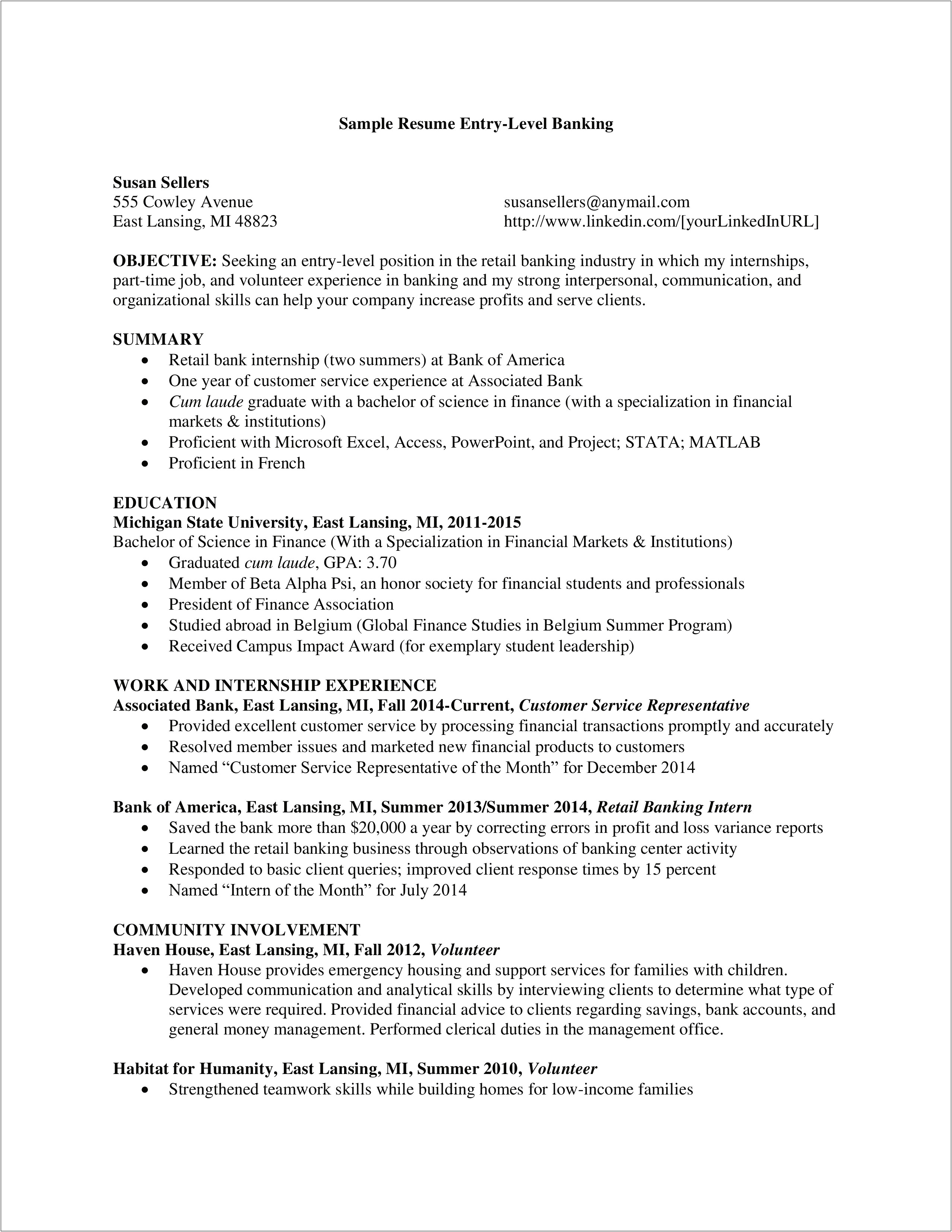 Examples Of Resume For First Time Job