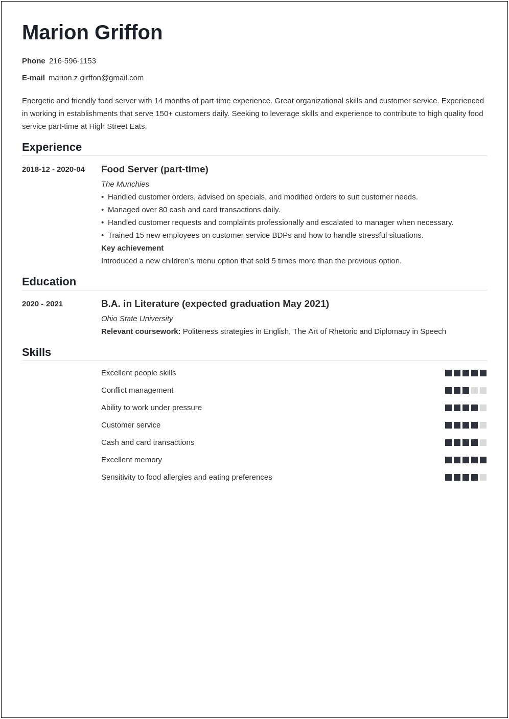 Examples Of Resumes For Longterm Employment