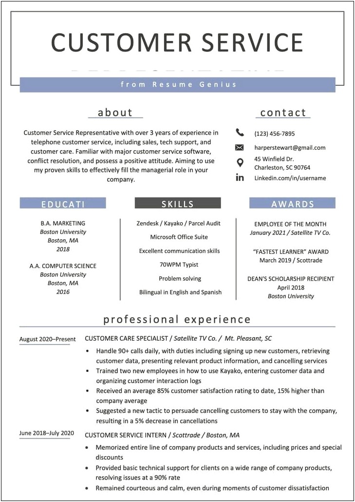 Examples Of Serving Experience On Resumes