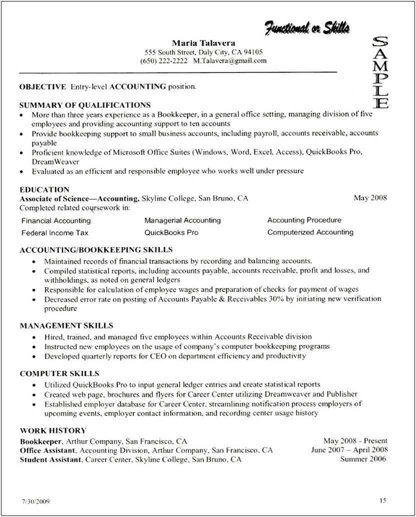 Examples Of Skills For College Resume