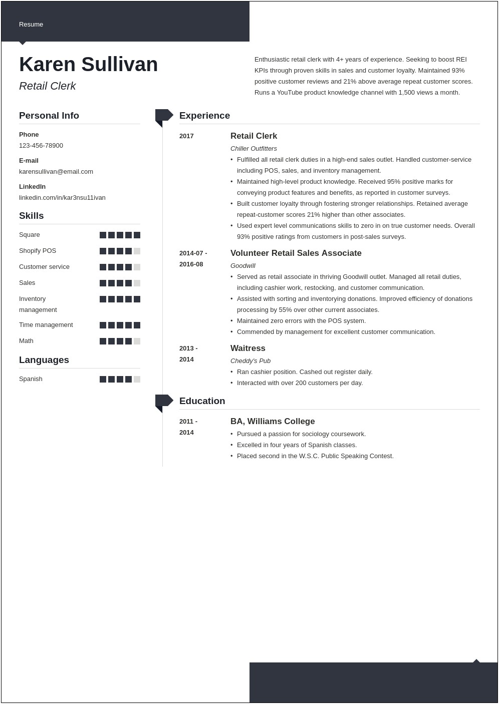 Examples Of Skills For Retail Resume