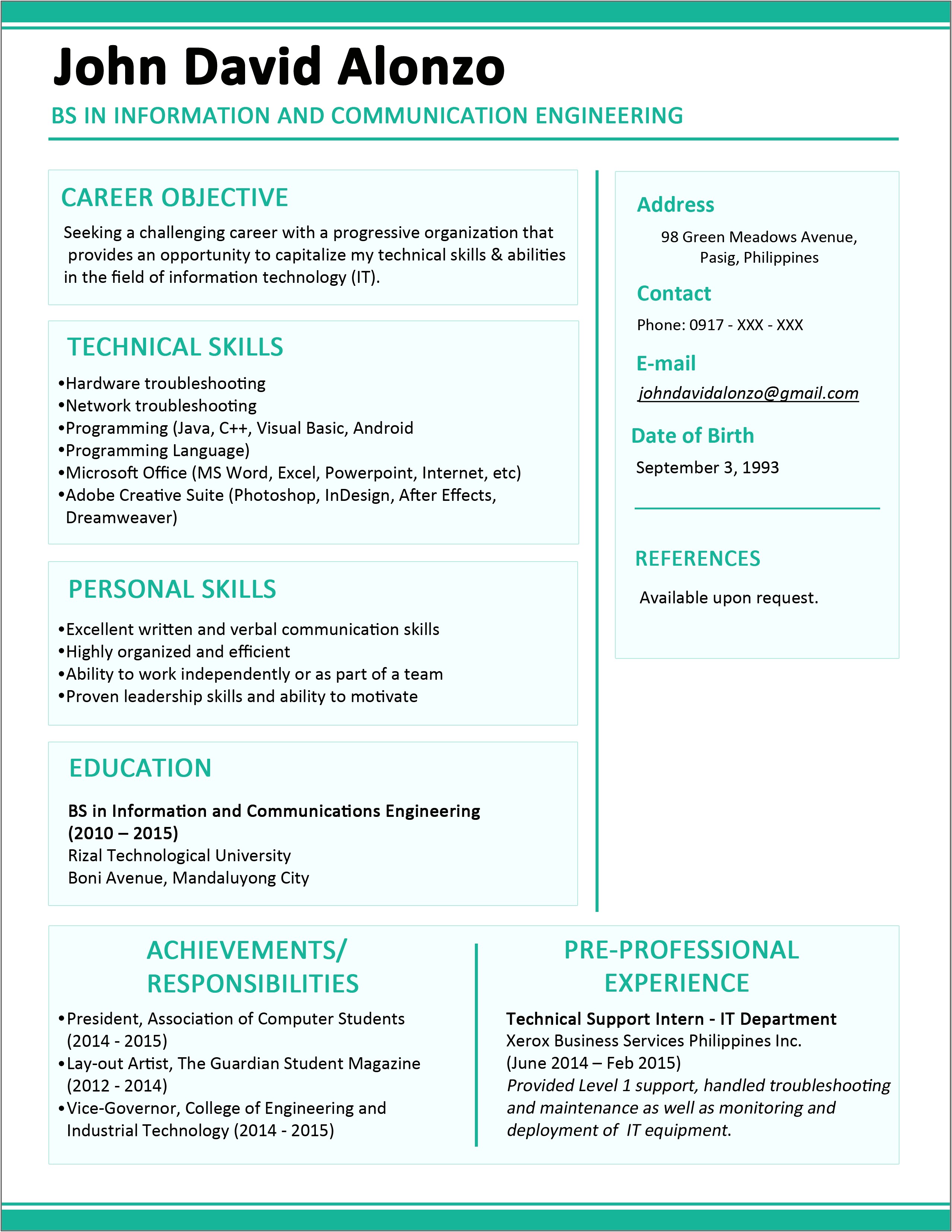 Examples Of Skills In Resume For Ojt