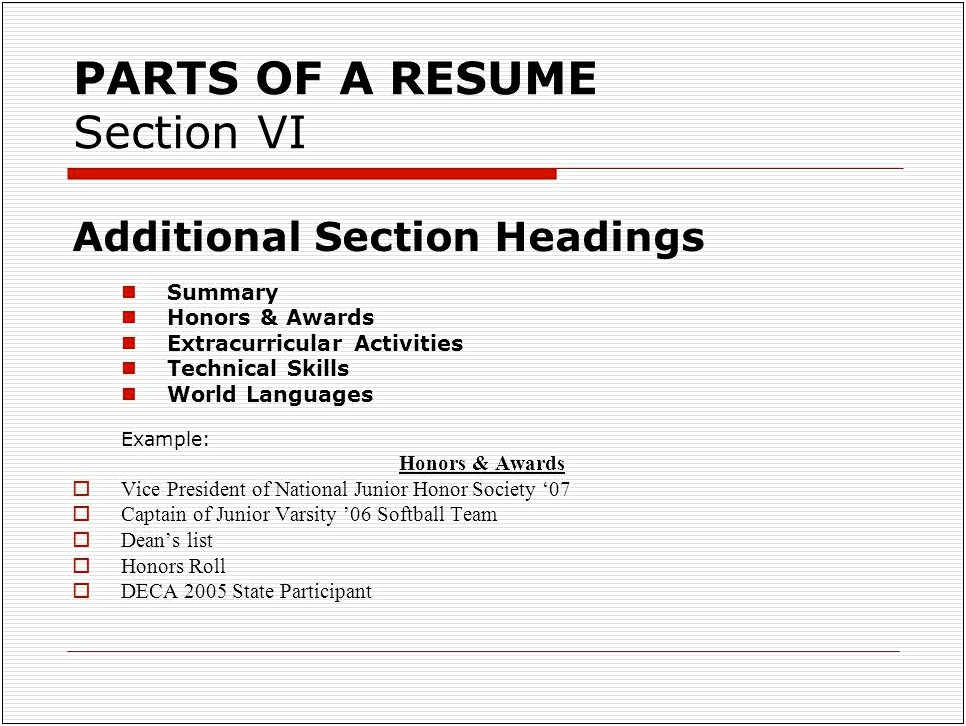 Examples Of Student Resumes To Join Njhs