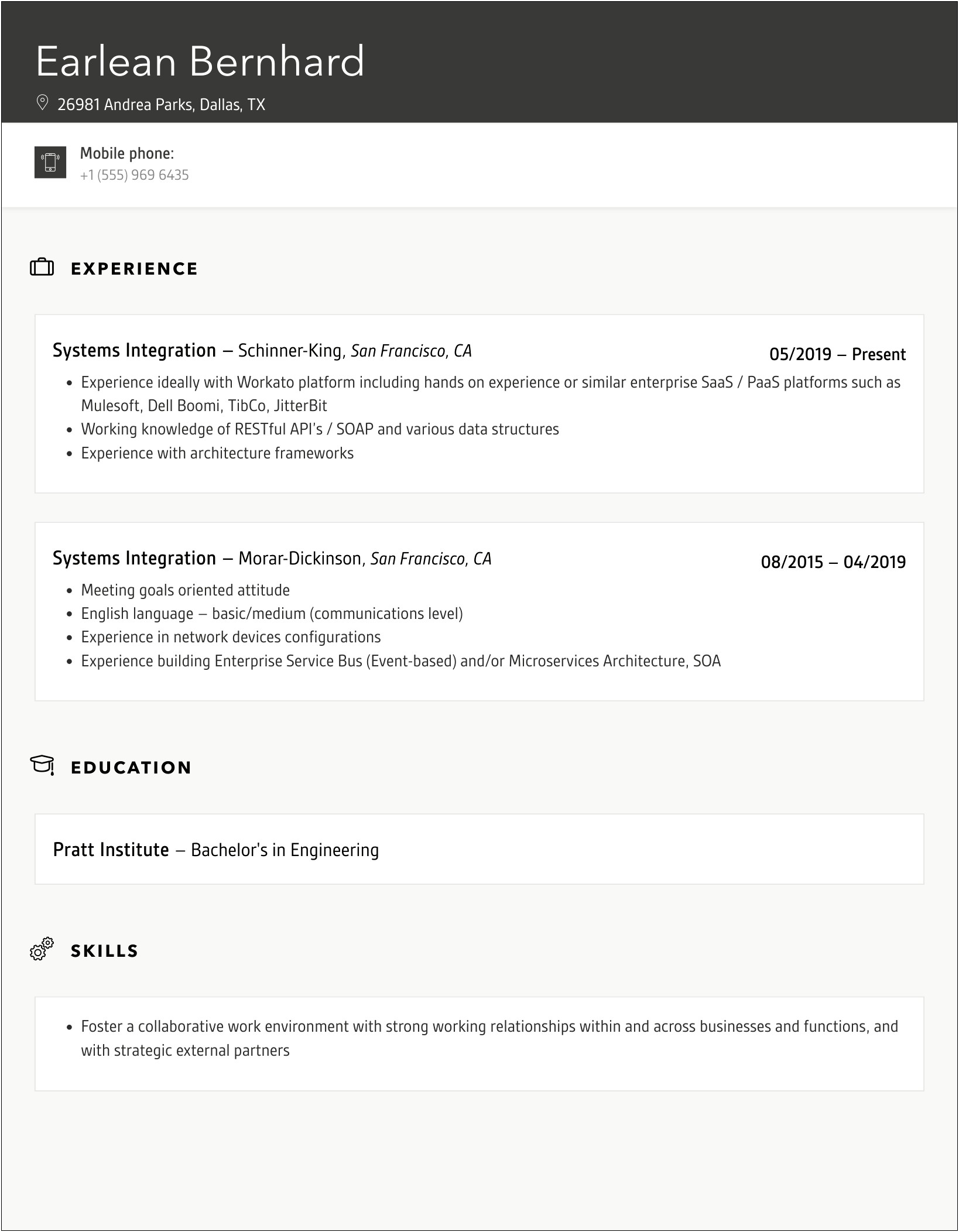 Examples Of Systems Integration Responsibilities In A Resume