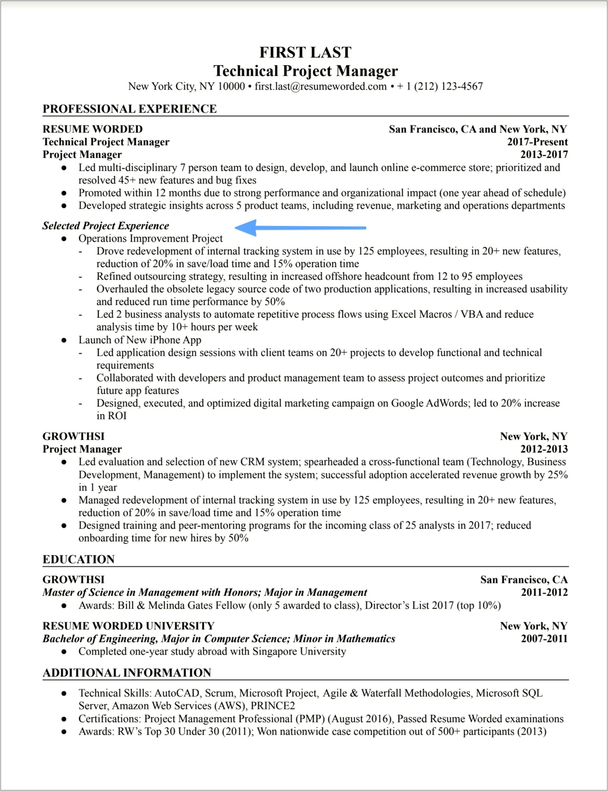 Examples Of Technical Project Manager Resumes