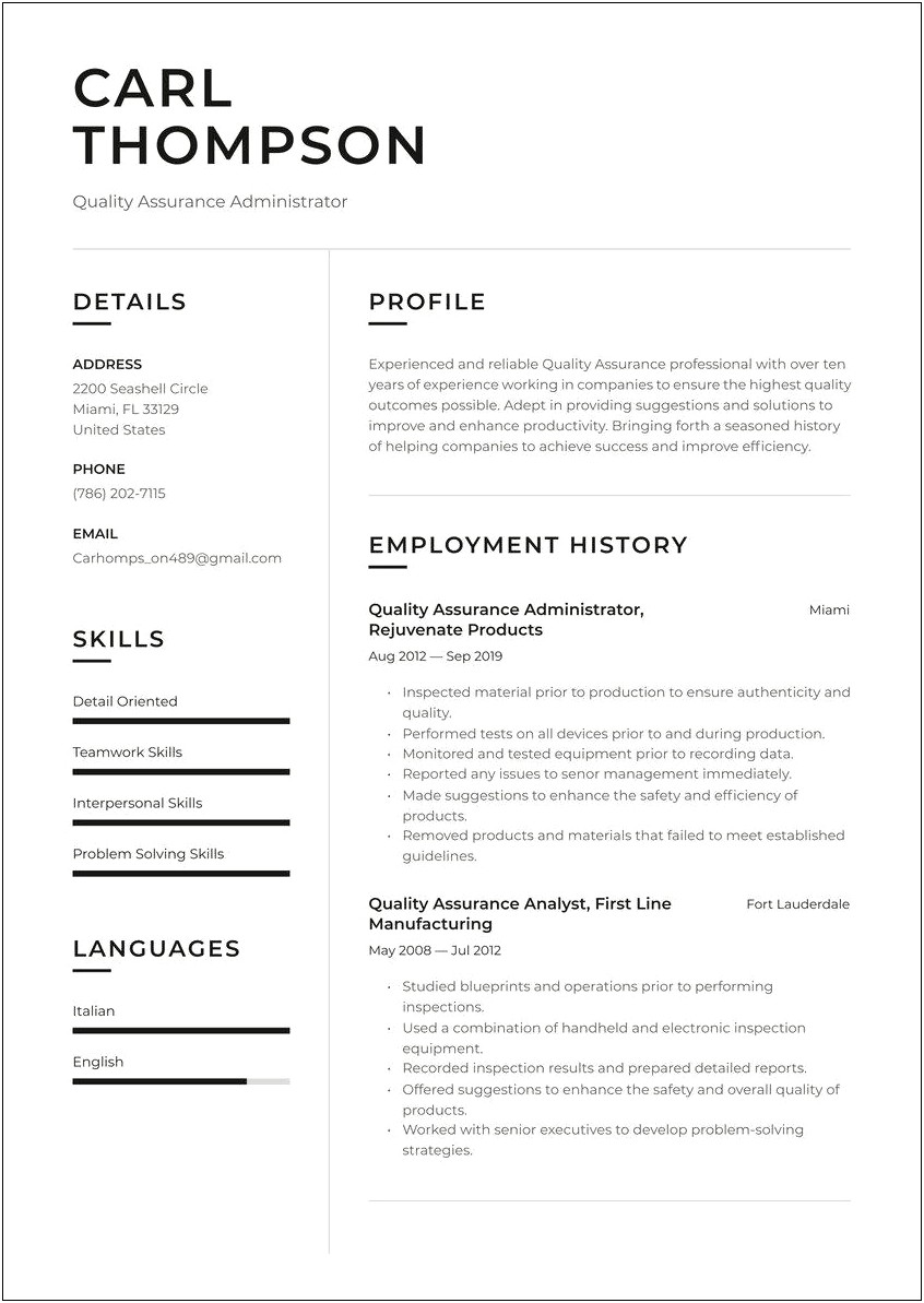 Examples Of The About Me Section On Resumes