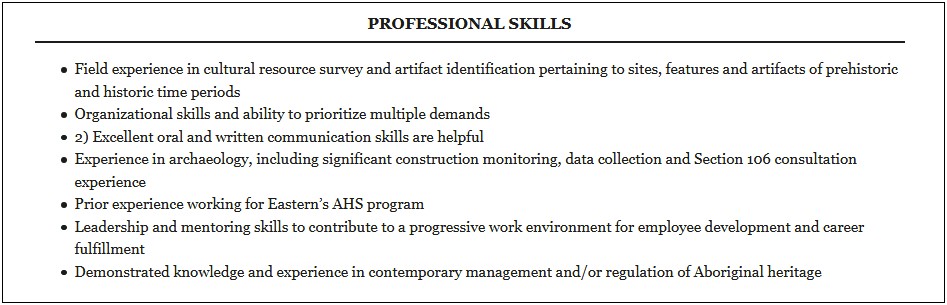 Examples Of Usa Job Resumes Archaeology