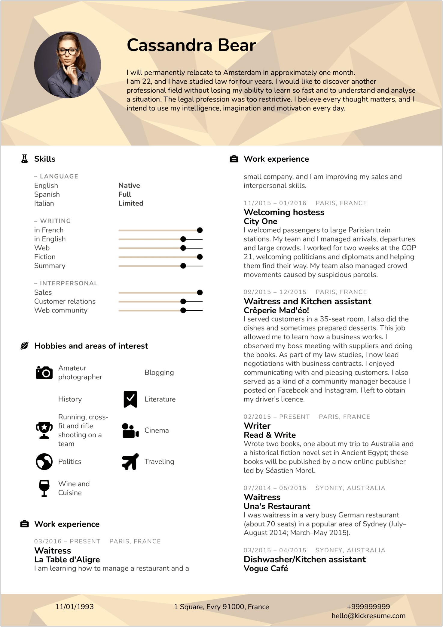 Examples Of Waiter Waitress Duties On A Resume