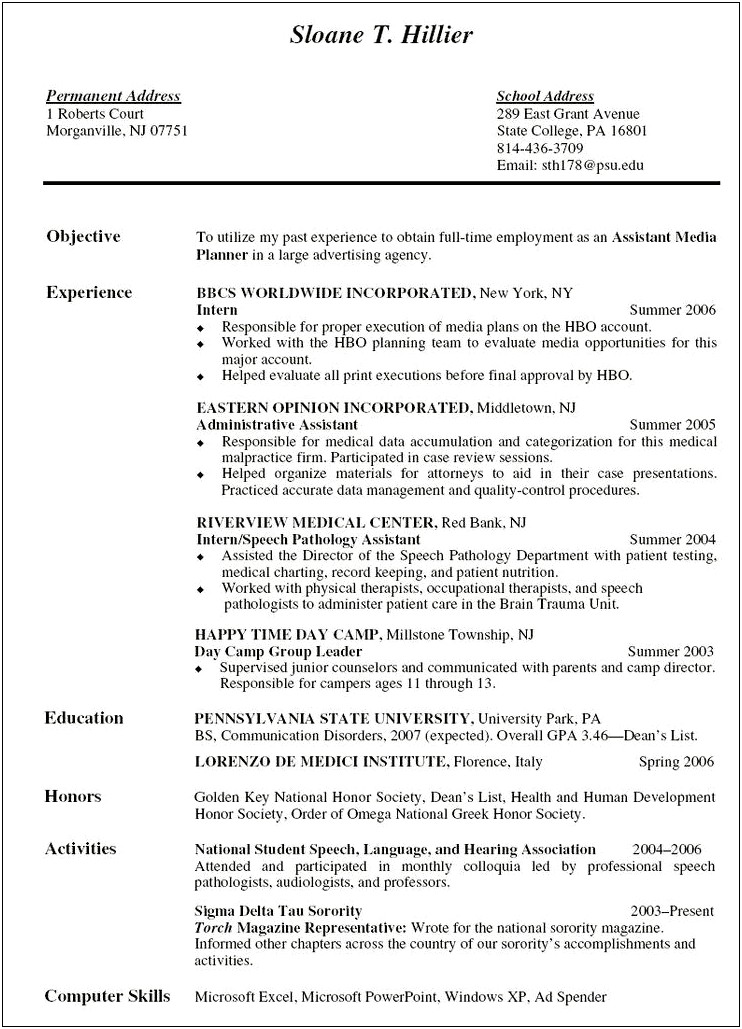 Exaple Of An En Objective Of A Resume