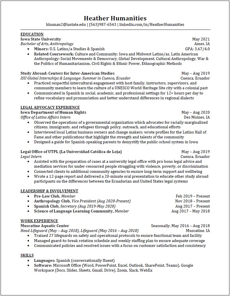 Excel At Working With Teams Resume